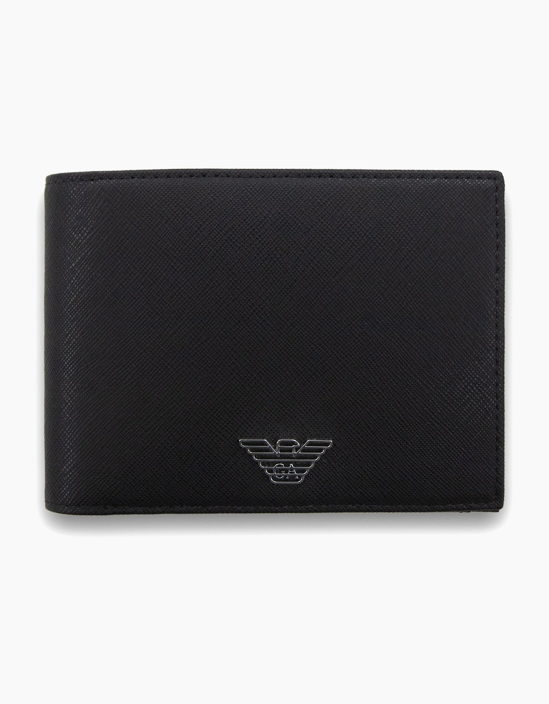Men's Emporio Armani Asv Regenerated Saffiano Leather Wallet Black - Size: OS