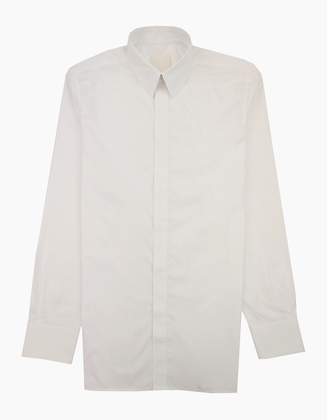 Givenchy Men's White Shirt In 4G Embroidered Poplin 100 - Size: Regular/38