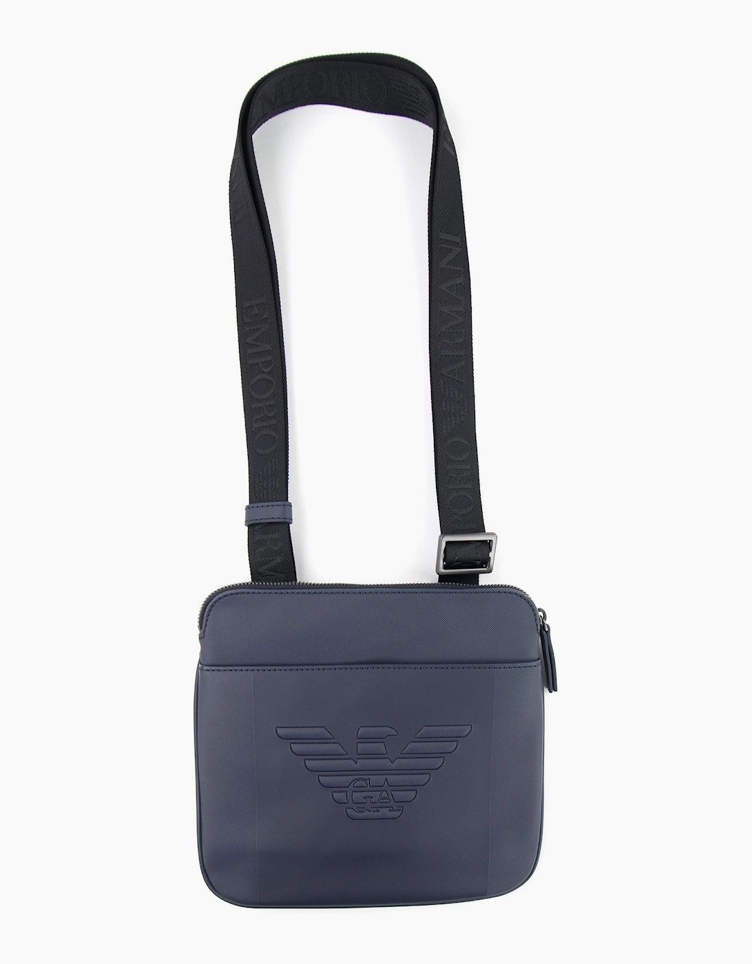 Men's Emporio Armani Embossed Logo Cross Body Bag Navy Blue - Size: OS