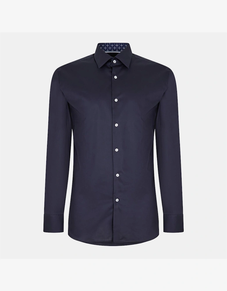 Button Placket Point Collar Long Sleeve Oxford Shirt