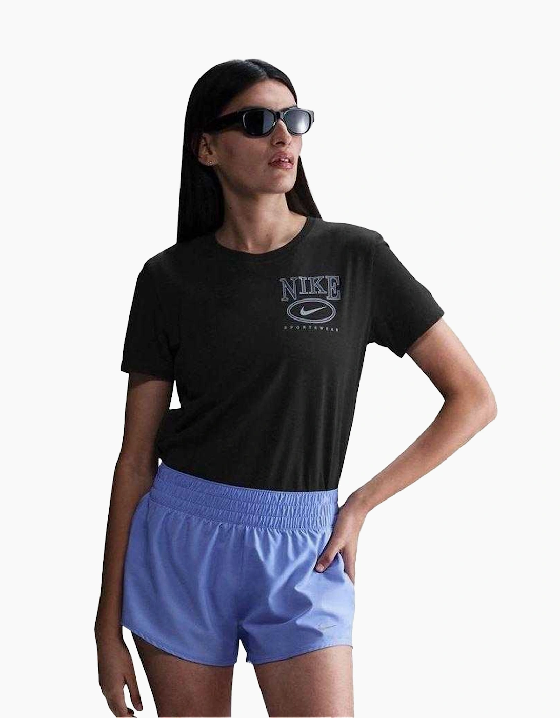 Nike Women's Black / Sportswear Club Swoosh T-Shirt  12 Size 12 Uk