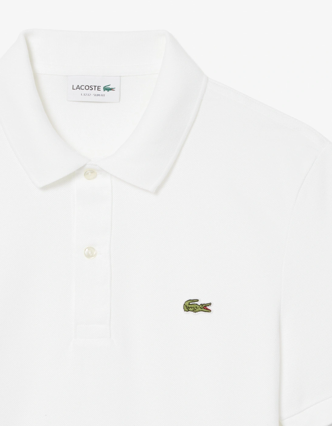 Lacoste Mens Original L.12.12 Slim Fit Petit Piqué Cotton Polo Shirt - White 001