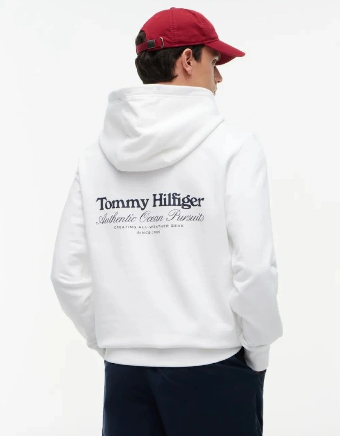 Tommy Hilfiger Nautical Back Graphic Hoody YBR White