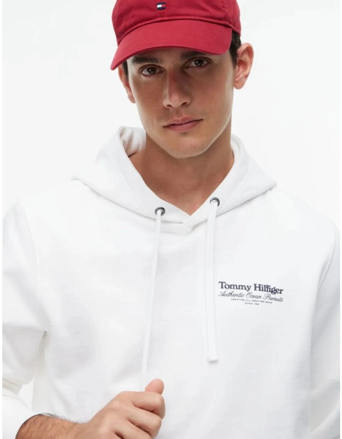 Tommy Hilfiger Nautical Back Graphic Hoody YBR White