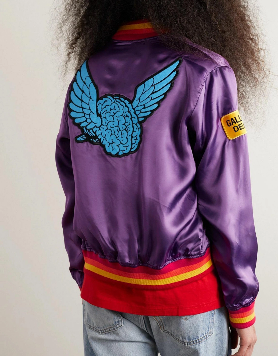 GALLERY DEPT. MVP EMBROIDERED SATIN BOMBER JACKET PURPLE