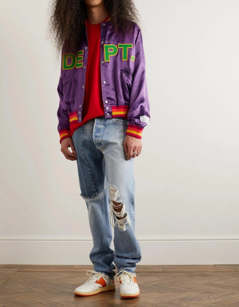 GALLERY DEPT. MVP EMBROIDERED SATIN BOMBER JACKET PURPLE