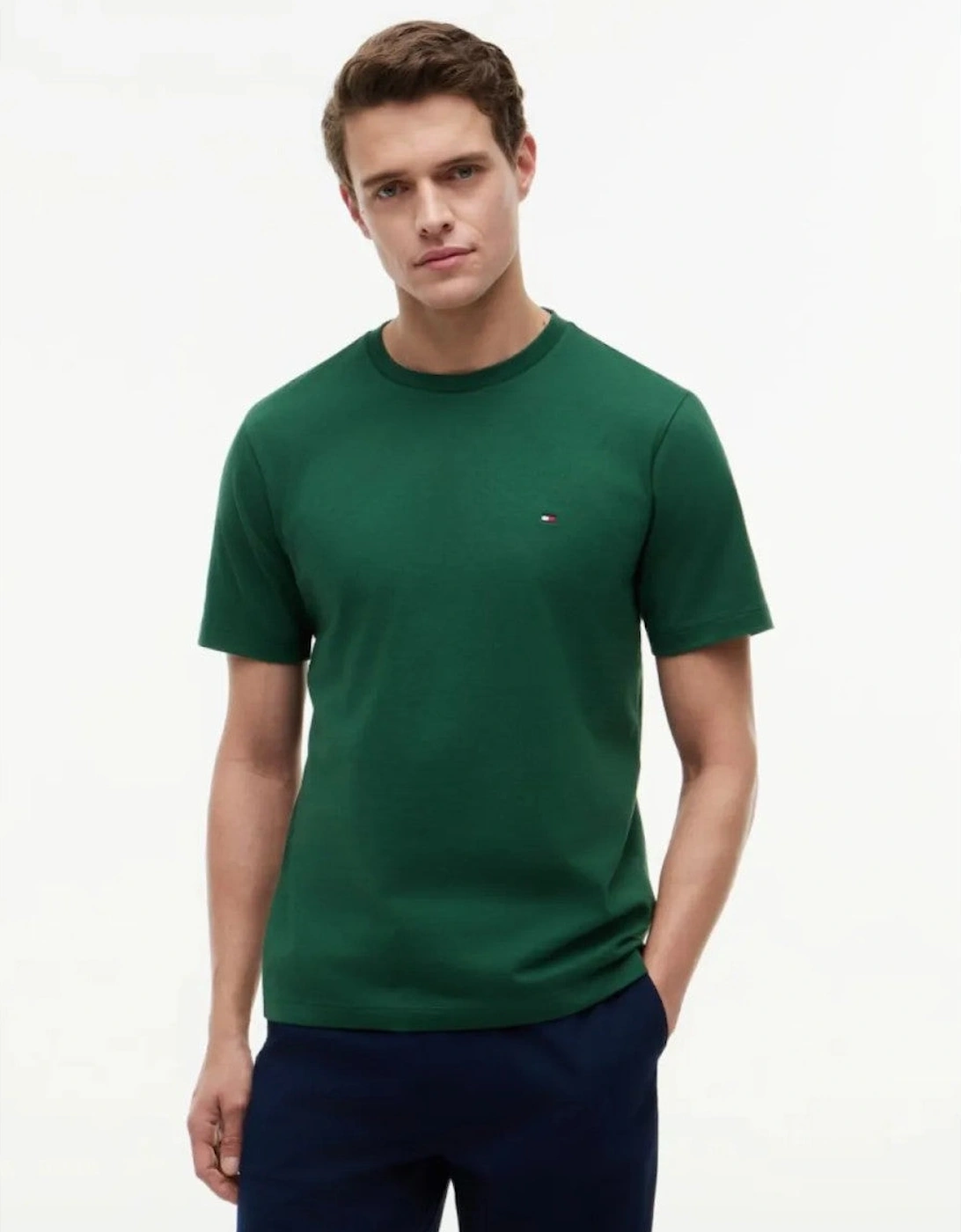 Tommy Hilfiger Flag Embroidery Crew Neck T-Shirt L2N Street Green
