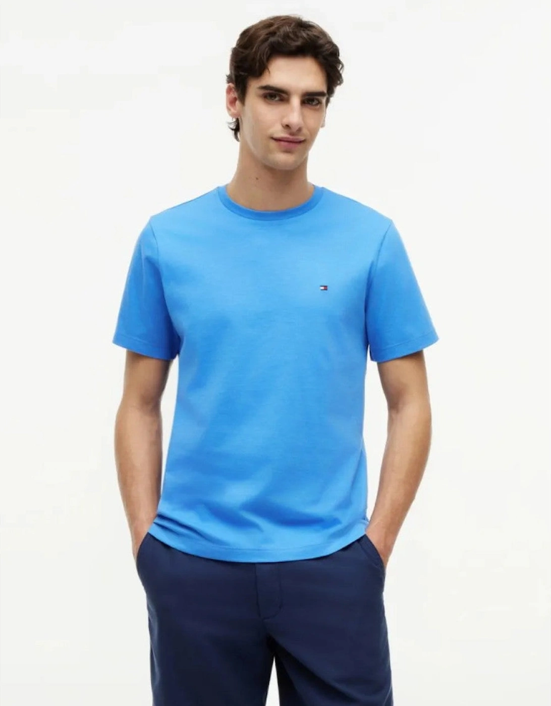 Tommy Hilfiger Flag Embroidery Crew Neck T-Shirt C30 Blue Spell