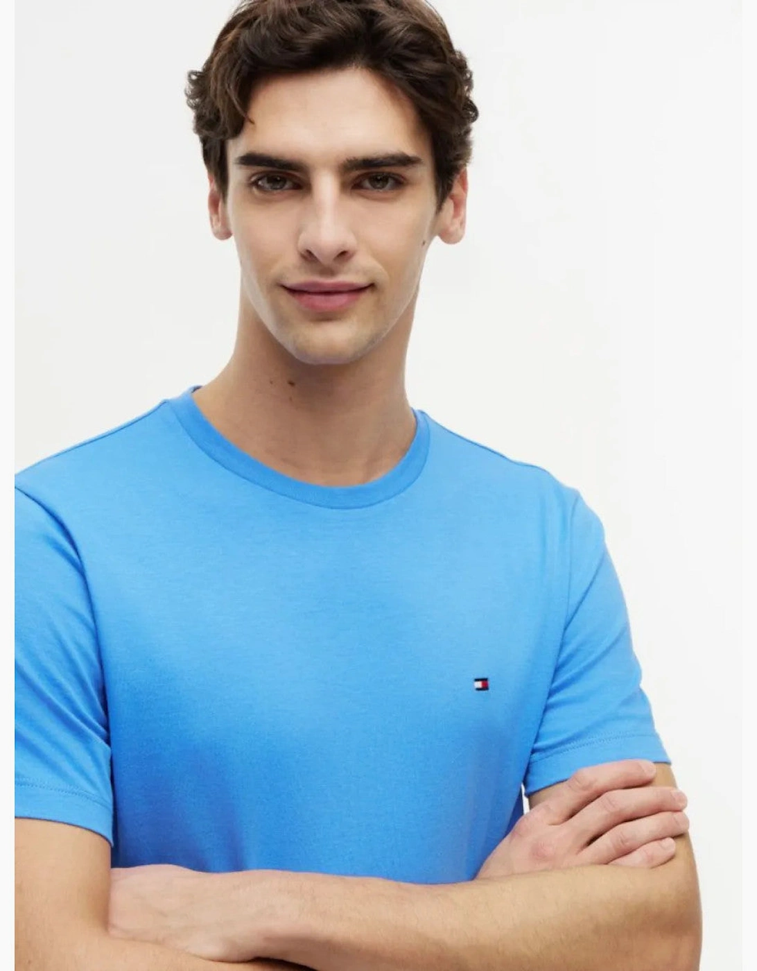 Tommy Hilfiger Flag Embroidery Crew Neck T-Shirt C30 Blue Spell