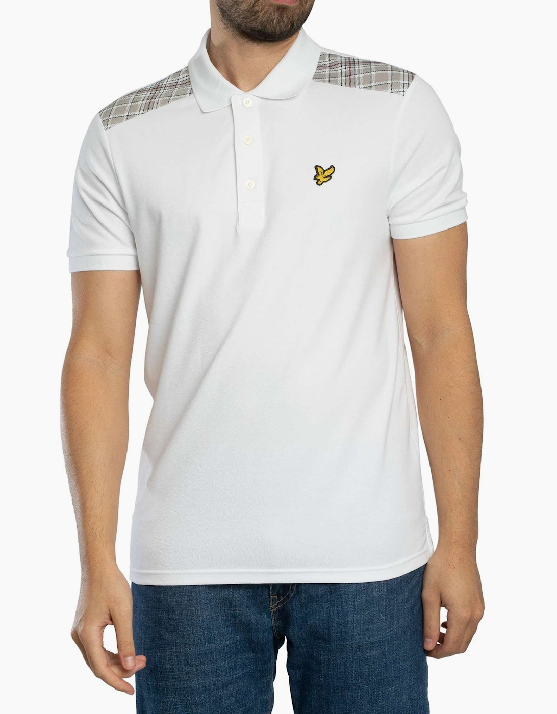Lyle & Scott Check Panelled Polo Shirt WHITE