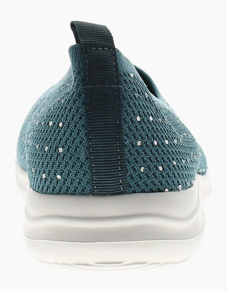 Platino Womens Flat Shoes Meryl Slip On teal UK Size
