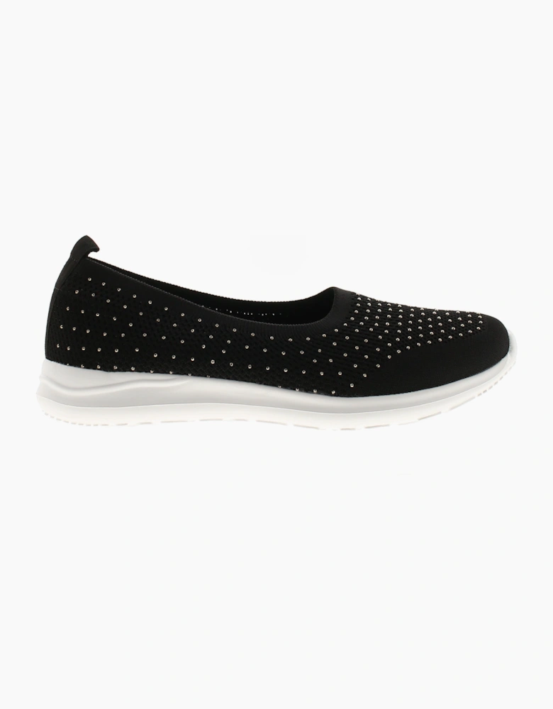 Platino Womens Flat Shoes Meryl Slip On black UK Size