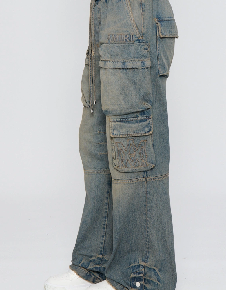 Drawstring Baggy Cargo Jean Blue