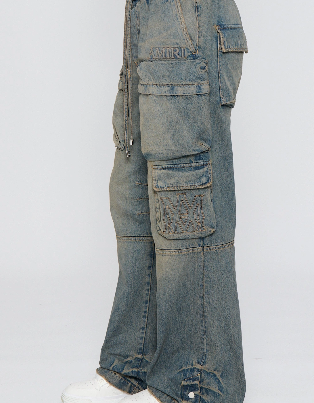 Drawstring Baggy Cargo Jean Blue
