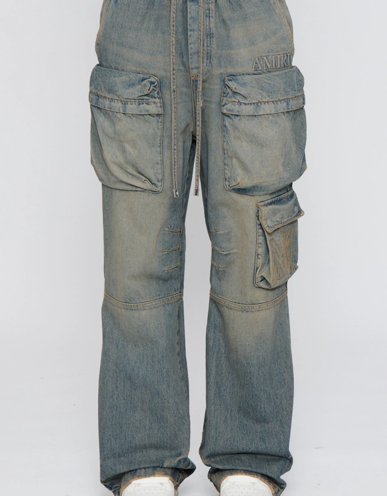 Drawstring Baggy Cargo Jean Blue