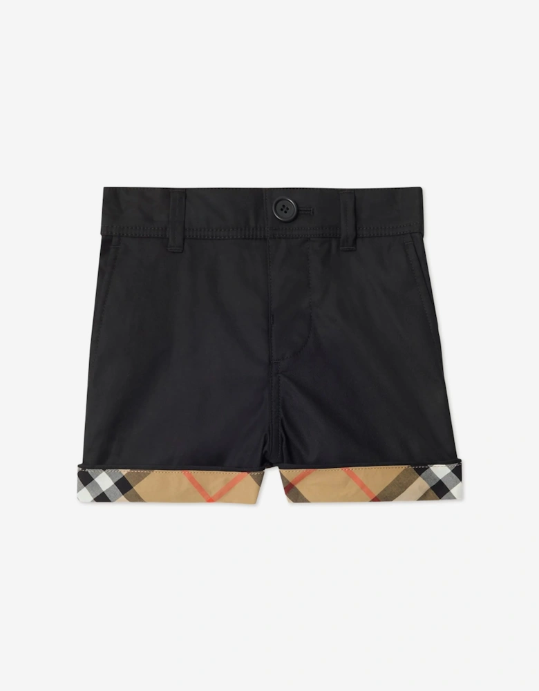 Burberry Baby Boys Mini Oscar Check Turn-Up Shorts in Navy