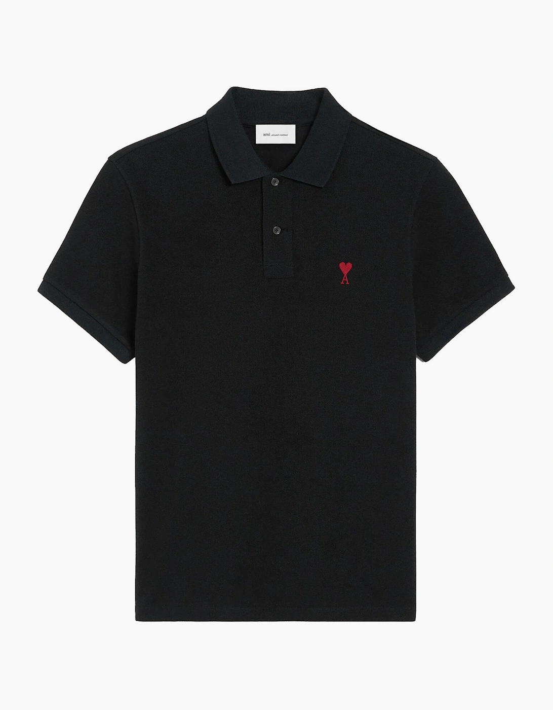 AMI Paris 'Ami de Coeur' Polo Shirt in Black