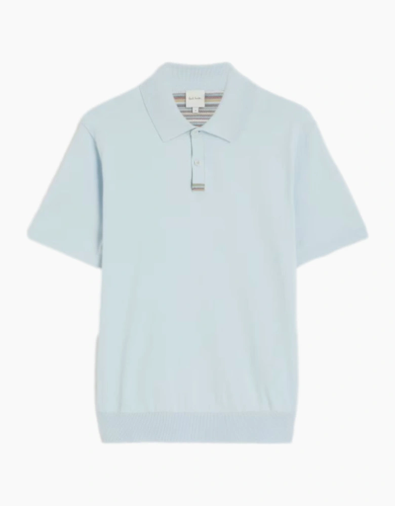 Paul Smith  Knitted Stripe Placket Polo 40  Lt Blue