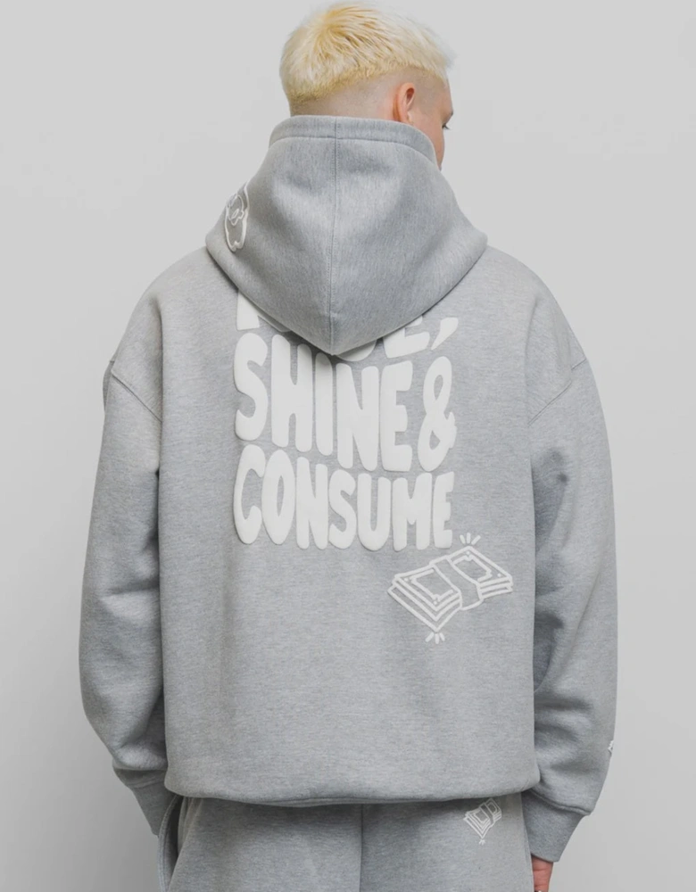 Fresh Flavours Rise Shine Consume Hoodie - Light Grey Marl