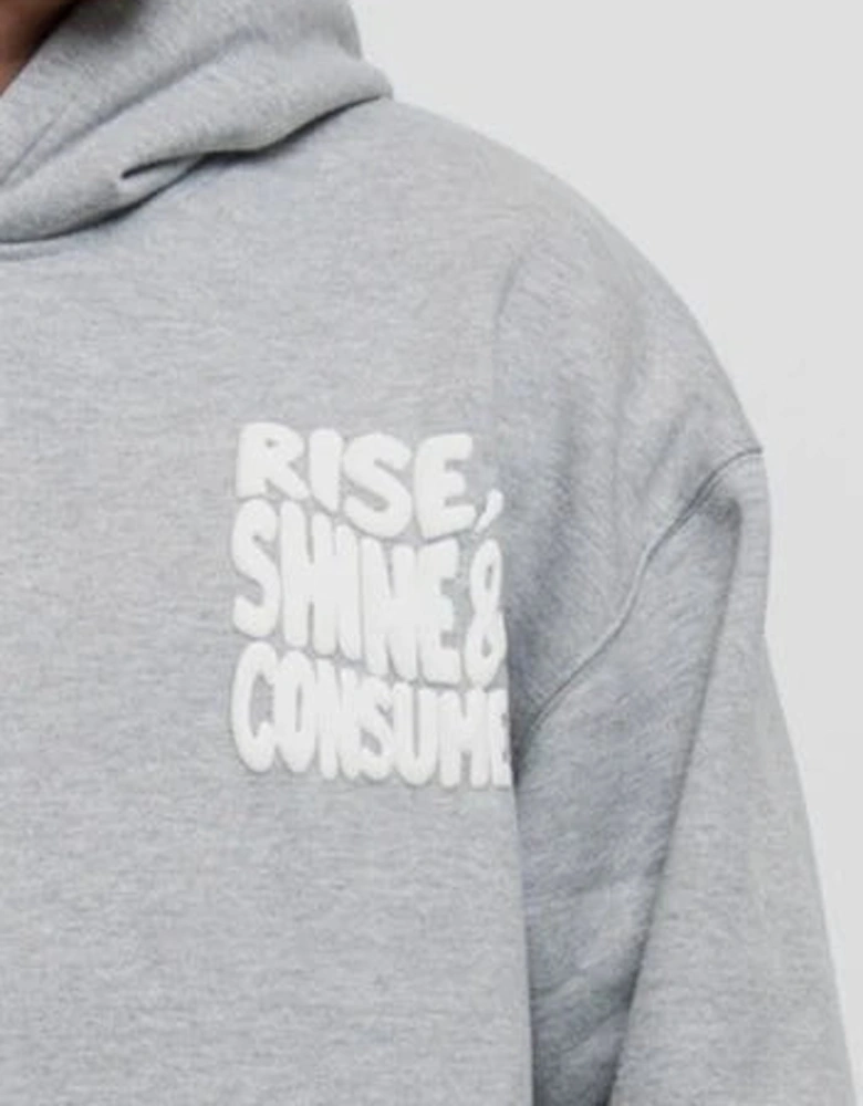 Fresh Flavours Rise Shine Consume Hoodie - Light Grey Marl
