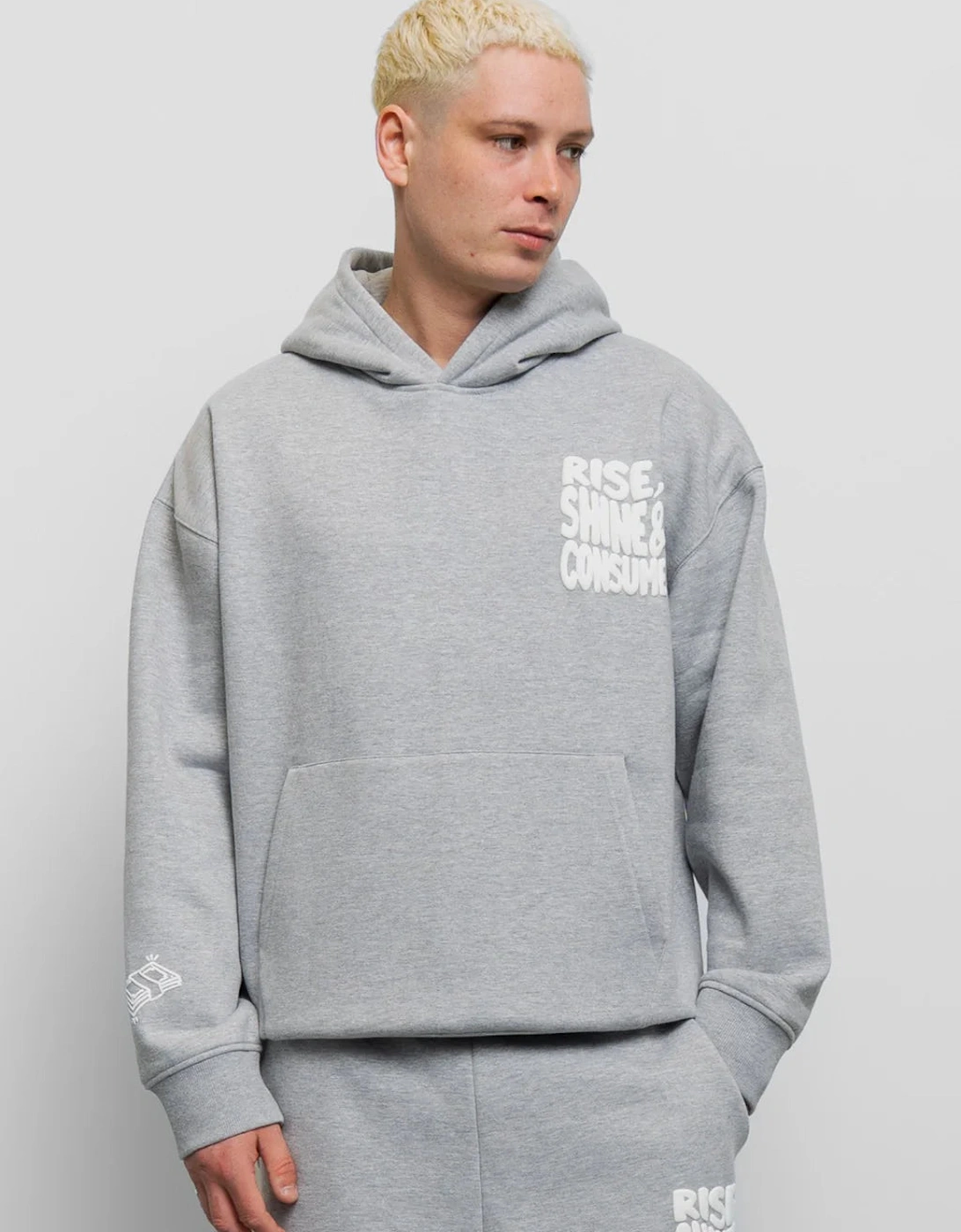 Fresh Flavours Rise Shine Consume Hoodie - Light Grey Marl