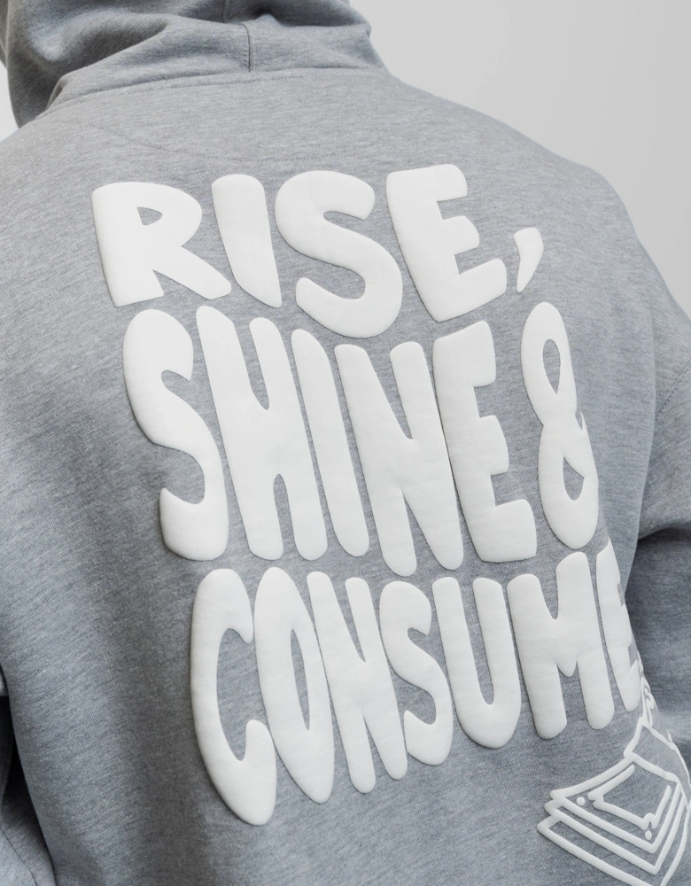 Fresh Flavours Rise Shine Consume Hoodie - Light Grey Marl