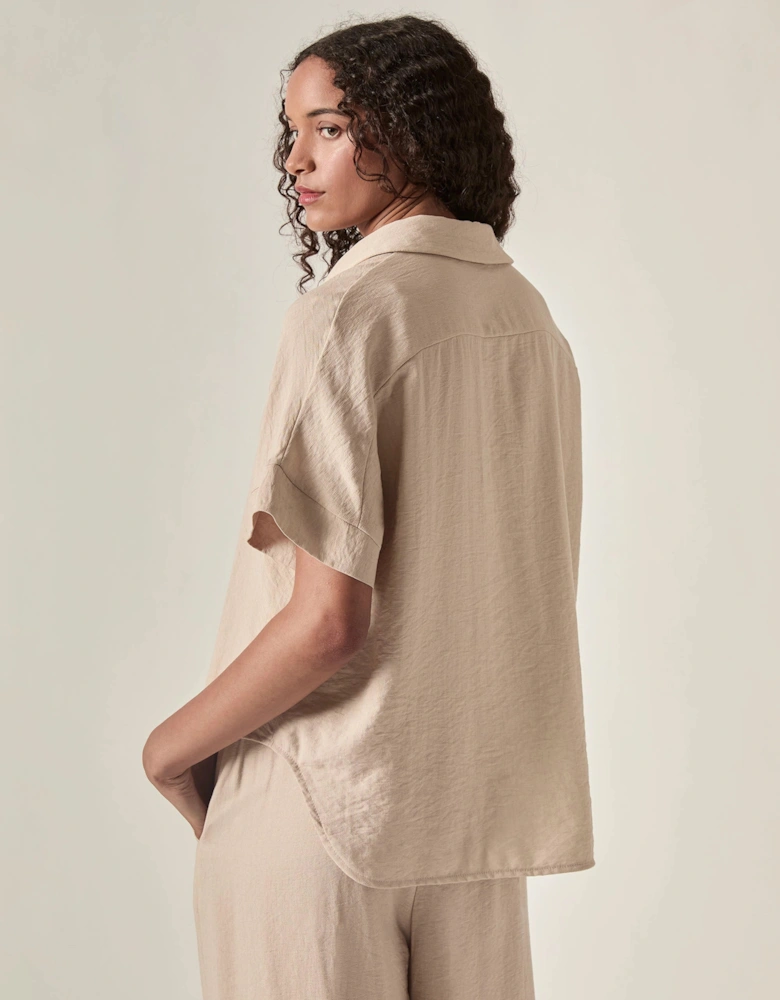 Relaxed Short Sleeve Blouse – Oatmeal