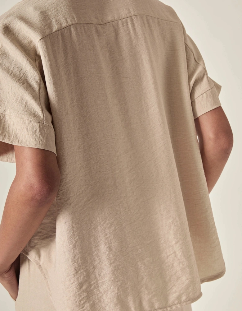 Relaxed Short Sleeve Blouse – Oatmeal