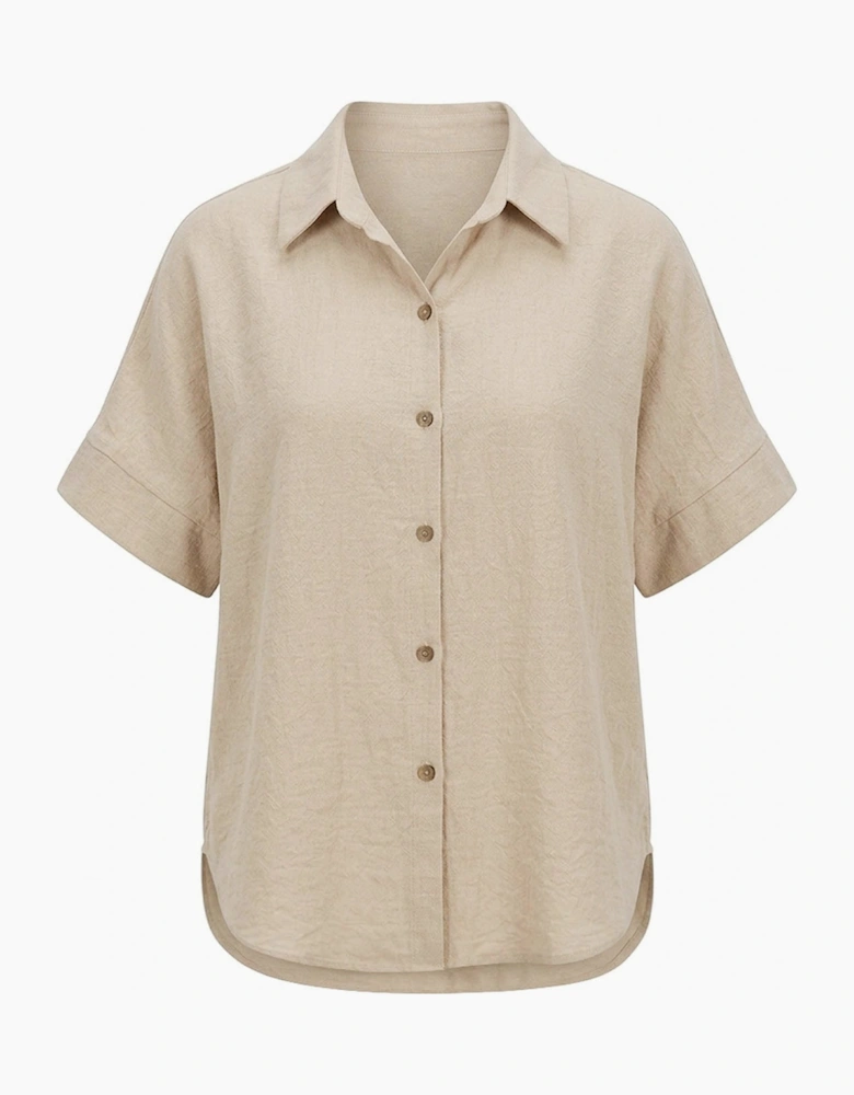 Relaxed Short Sleeve Blouse – Oatmeal
