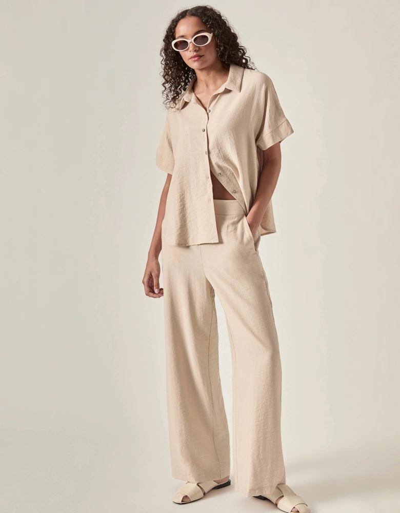 Relaxed Short Sleeve Blouse – Oatmeal