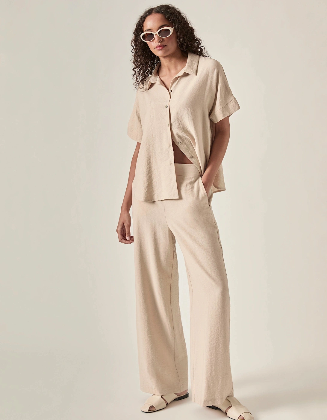 Relaxed Short Sleeve Blouse – Oatmeal