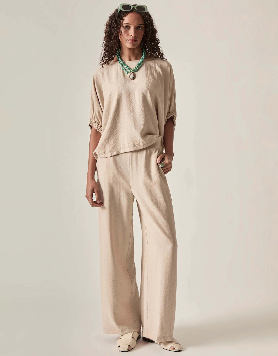 Relaxed Side Zip Trousers – Oatmeal