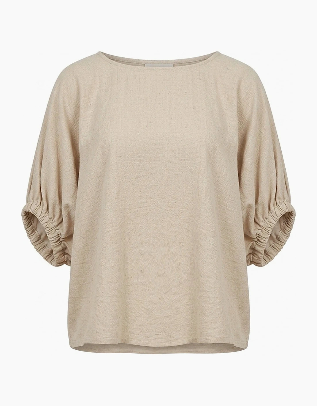 Relaxed Gathered Sleeve Top – Oatmeal