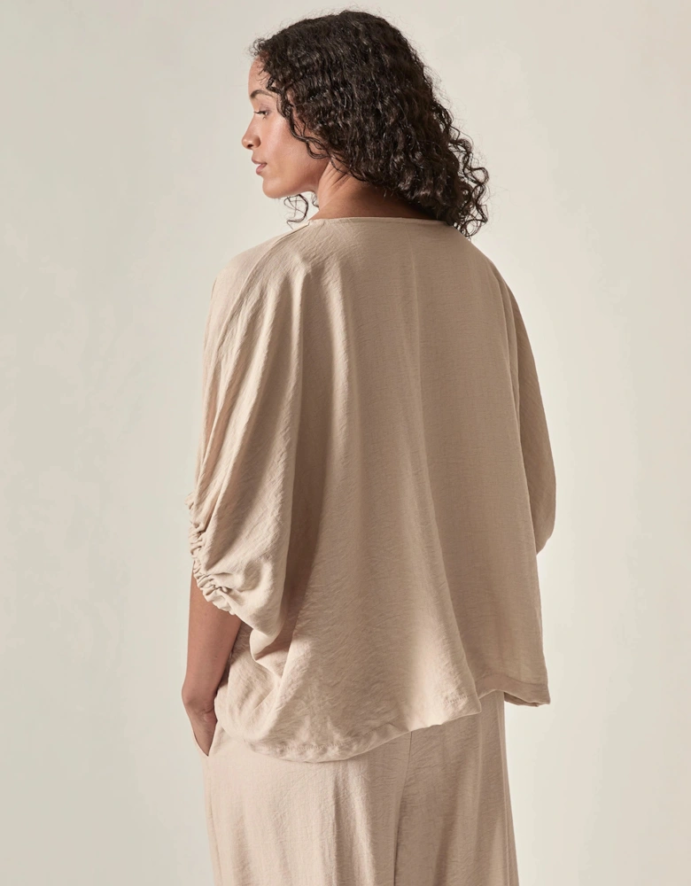 Relaxed Gathered Sleeve Top – Oatmeal