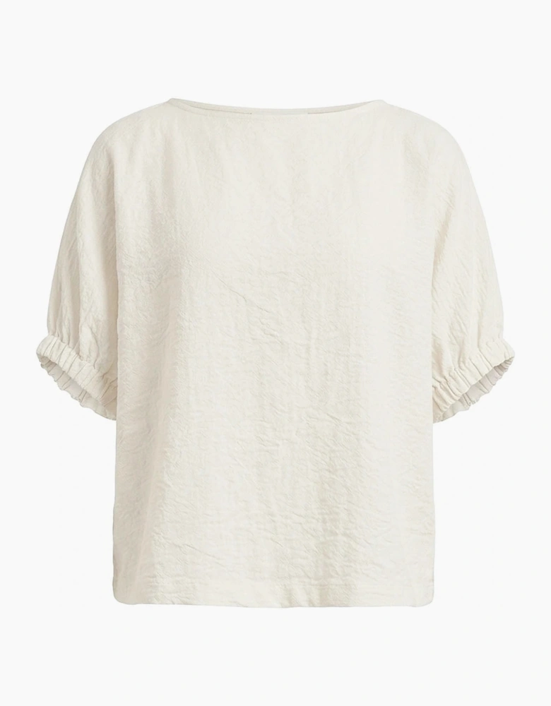 Relaxed Gathered Sleeve Top – Cream