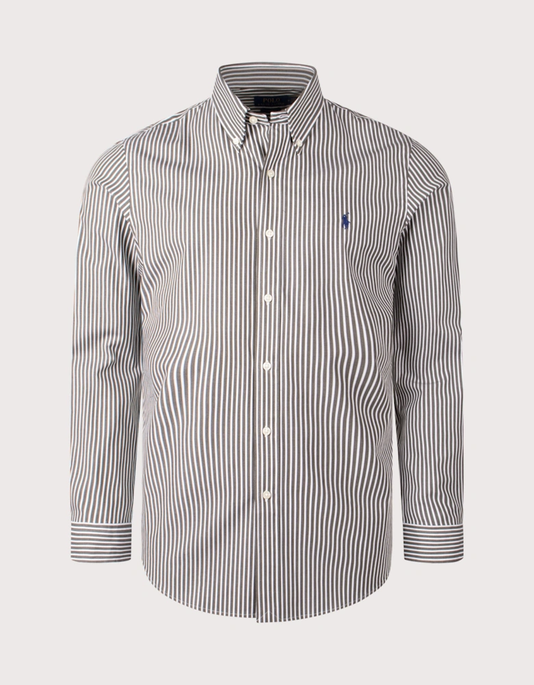 Custom Fit Striped Stretch Poplin Shirt