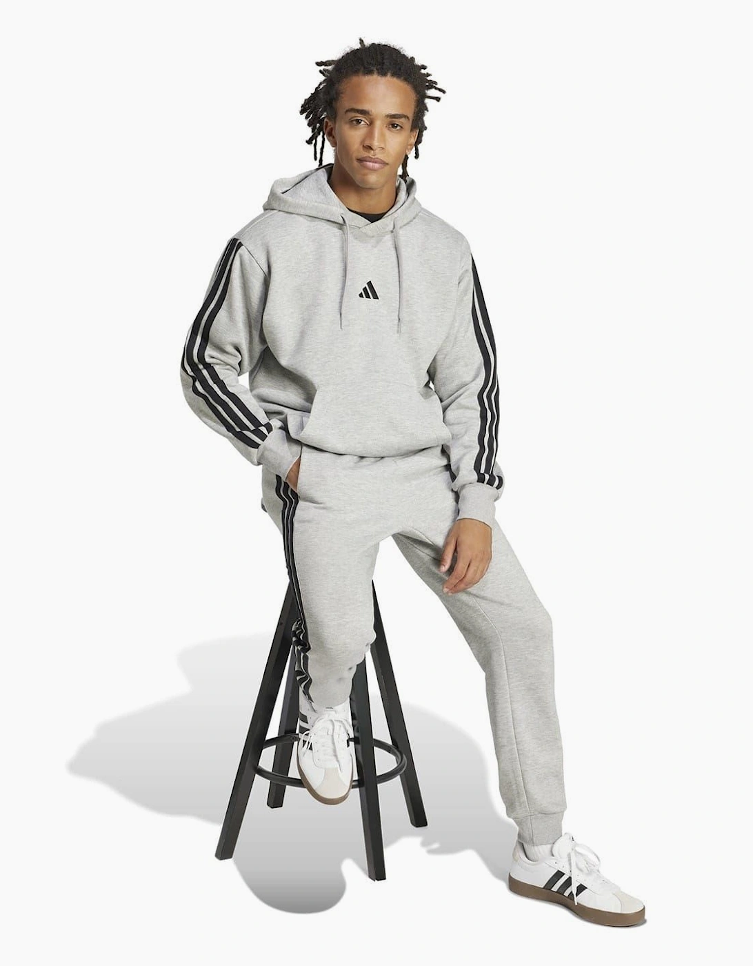 Mens Fleece 3 Stripes Hoodie