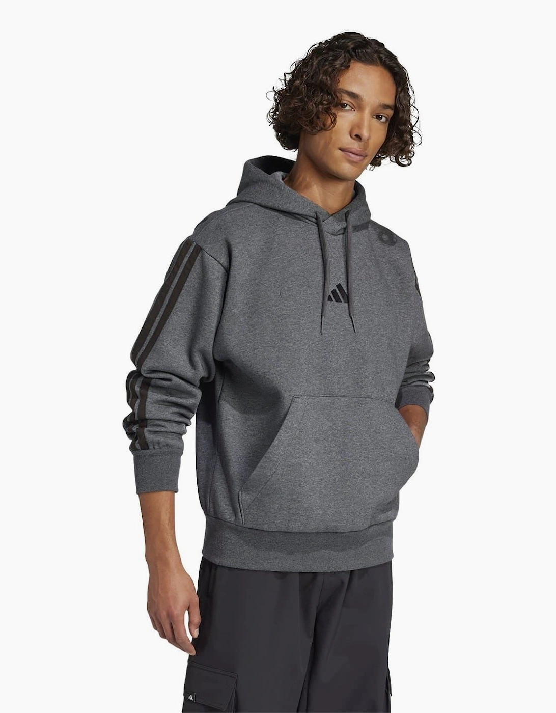 Mens Fleece 3 Stripes Hoodie