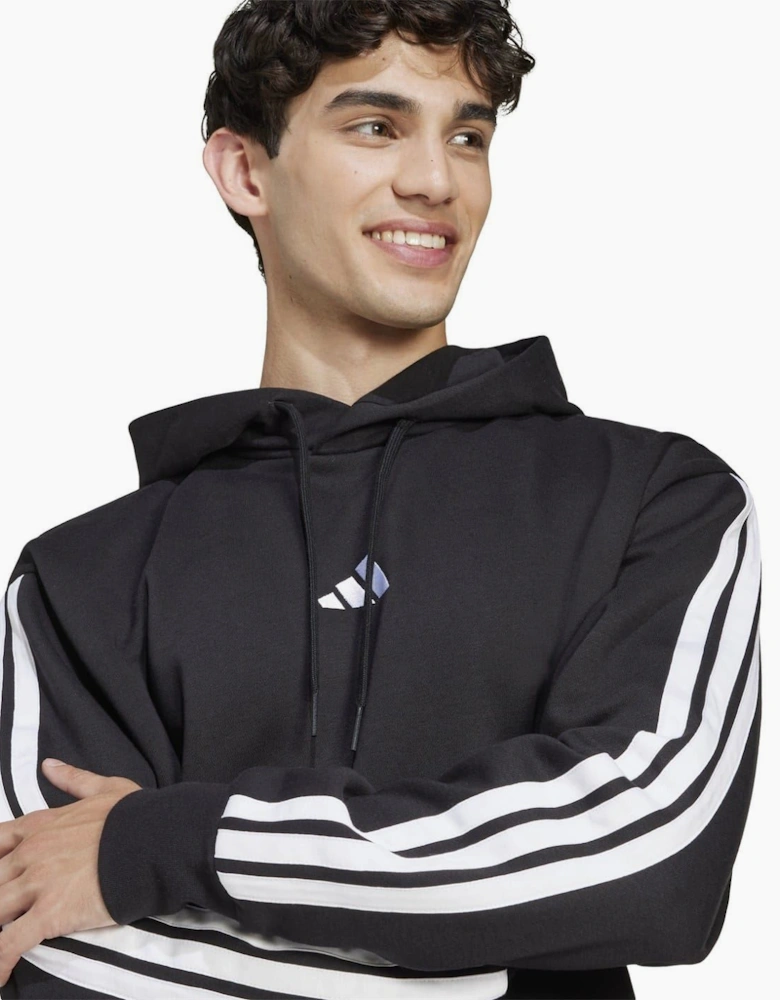 Mens Fleece 3 Stripes Hoodie