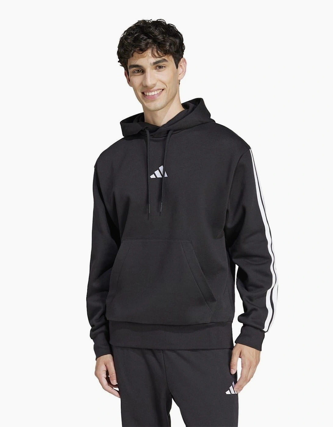 Mens Fleece 3 Stripes Hoodie