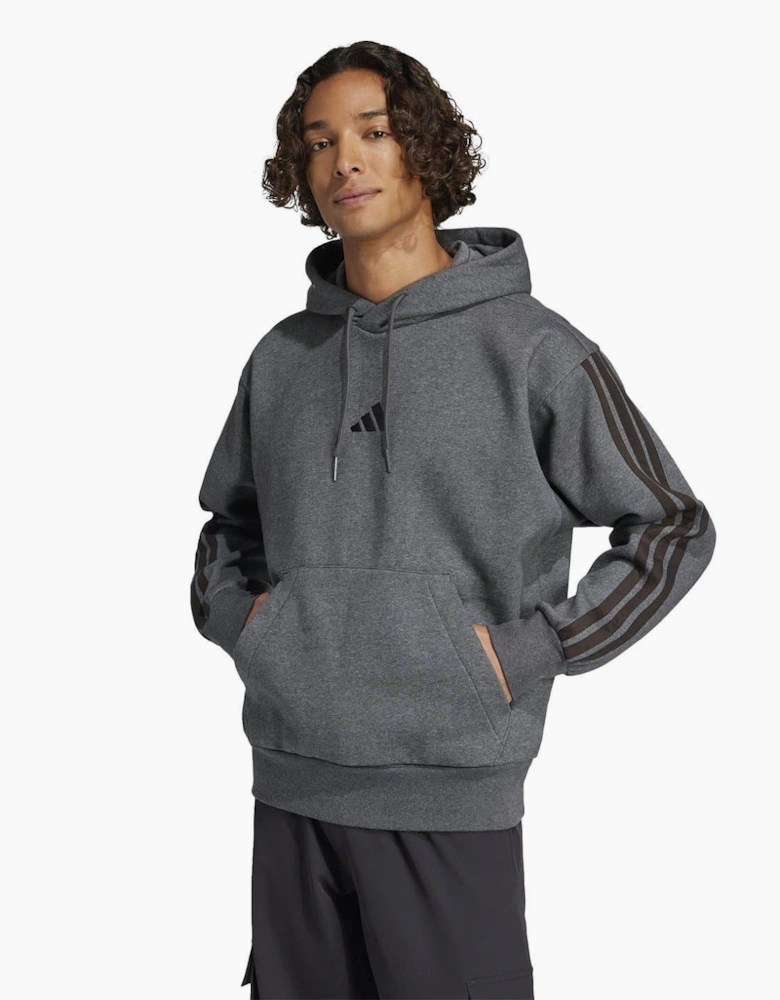 Mens Fleece 3 Stripes Hoodie
