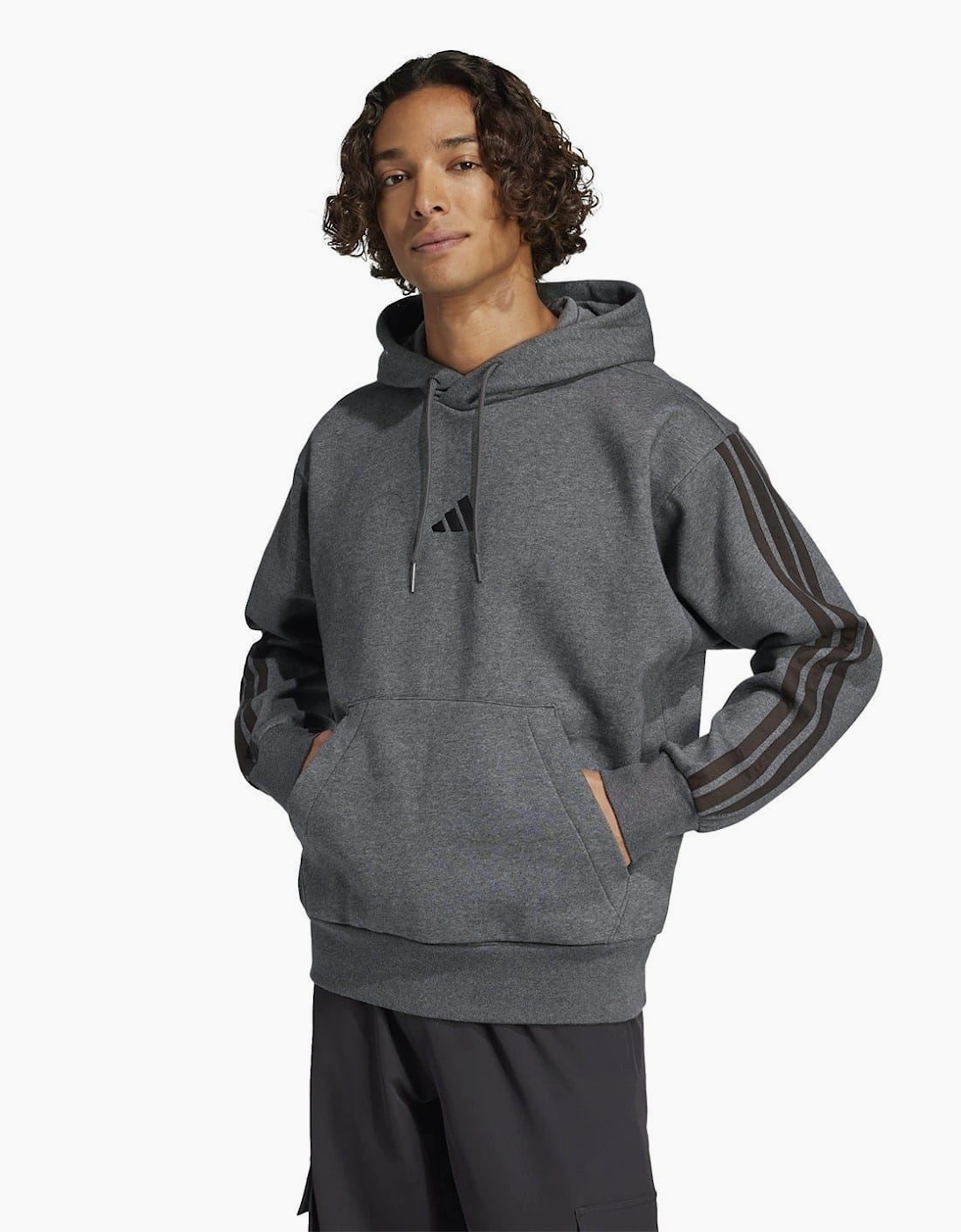 Mens Fleece 3 Stripes Hoodie