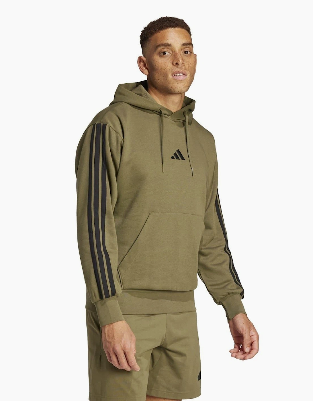Mens Fleece 3 Stripes Hoodie