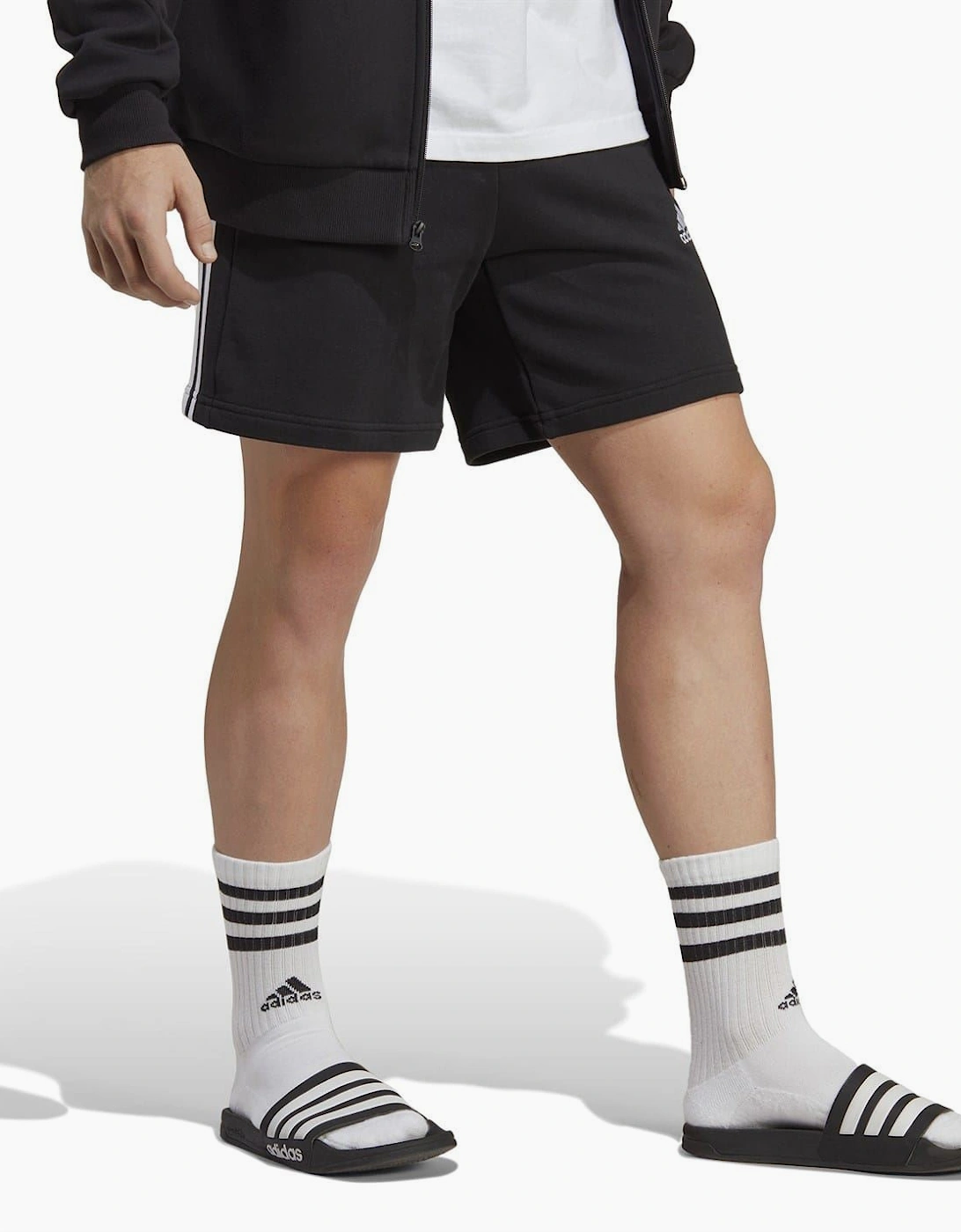 Mens Essentials 3 Stripe Fleece Shorts