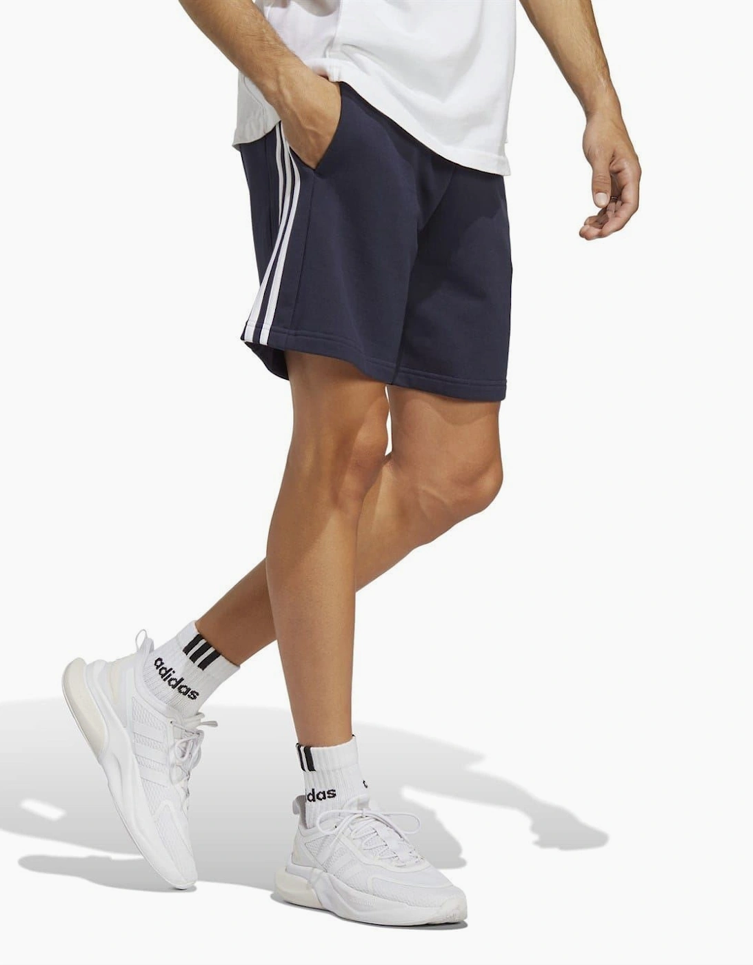 Mens Essentials 3 Stripe Fleece Shorts