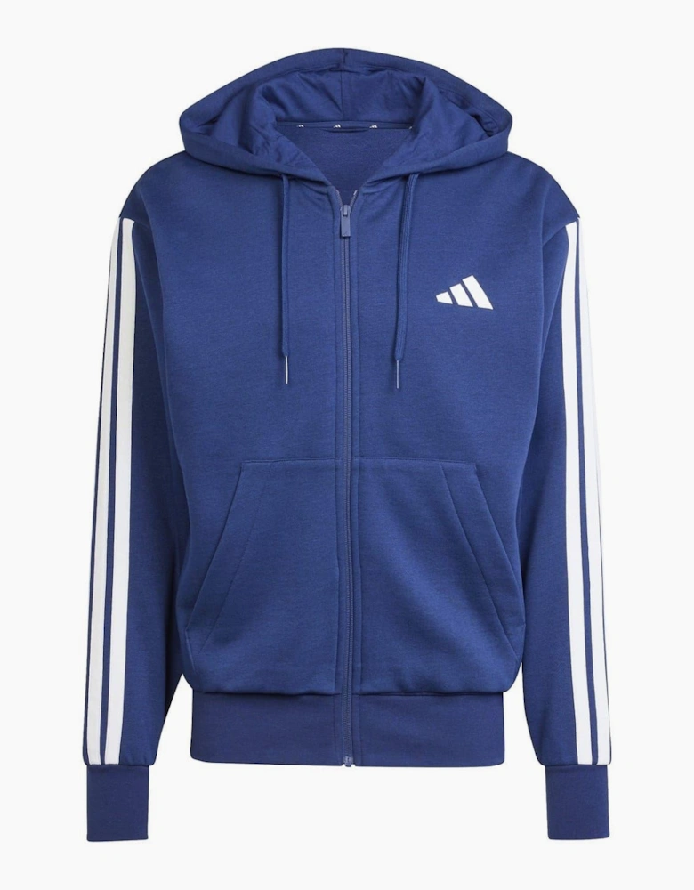 Mens Fleece 3 Stripes Full Zip Hoodie
