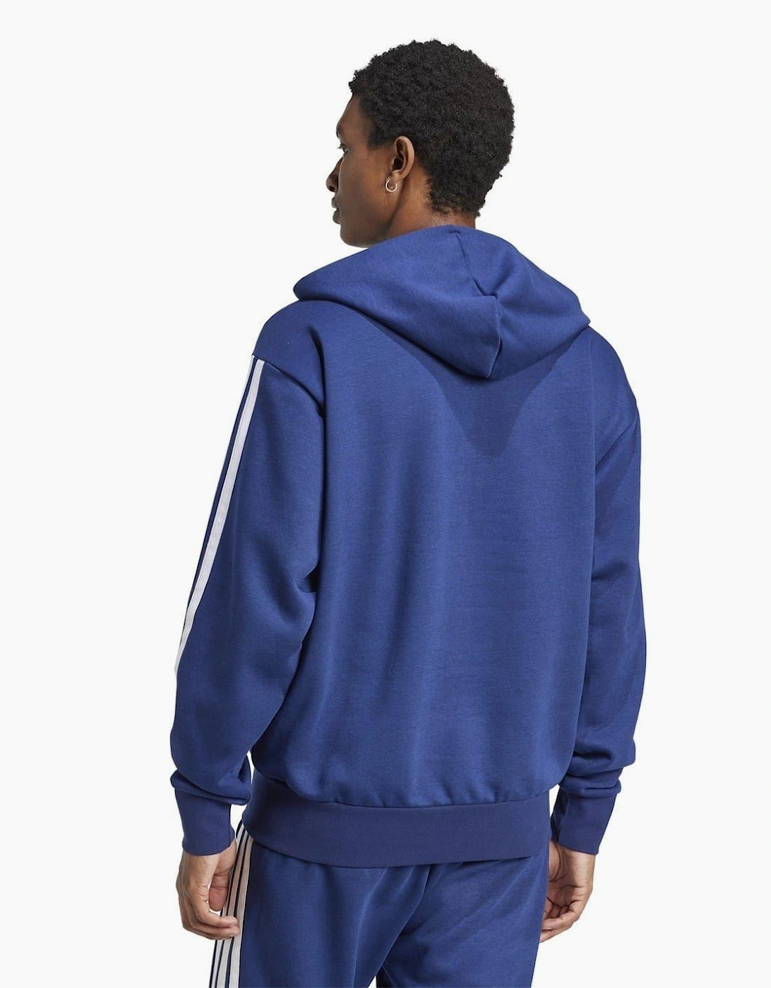 Mens Fleece 3 Stripes Full Zip Hoodie