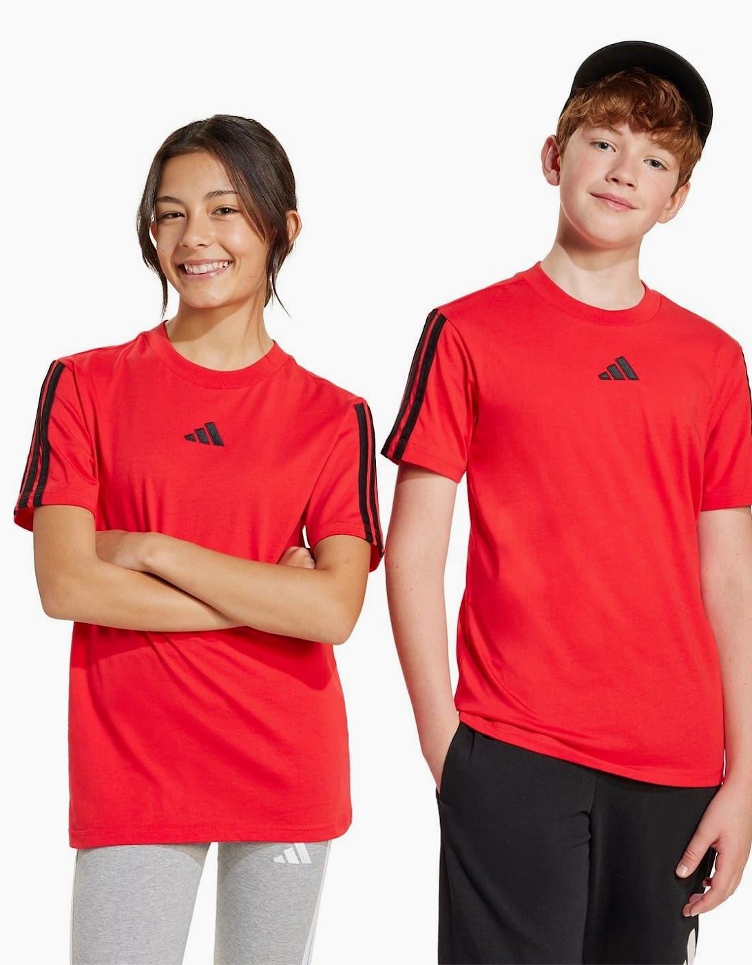 Adidas Adidas Boy's 3 Stripe Essentials T-Shirt Junior - Red/Red