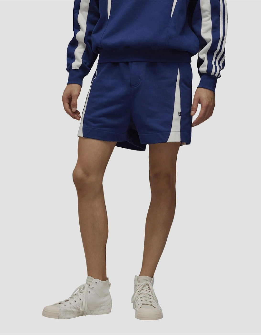 Y3 Men's Blue French Terry Cutline Shorts - Size: 32/34/35