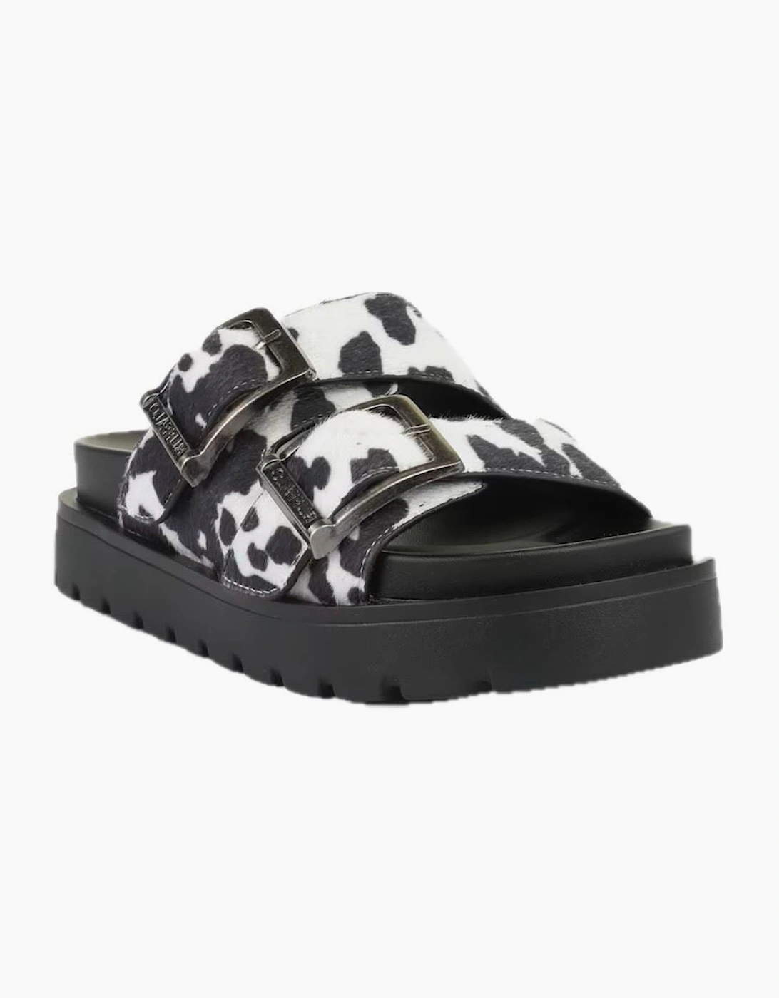 Women's Buffalo Raya Ari Women's Black/White Cow Sandals - Size: 4